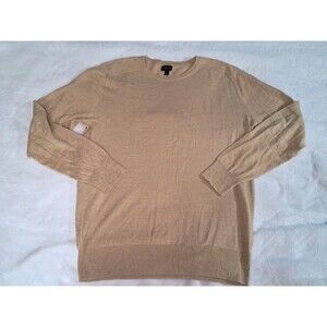 J. Crew Cotton Linen Blend Lightweight Crewneck Sweater Tan Camel Size M Mens